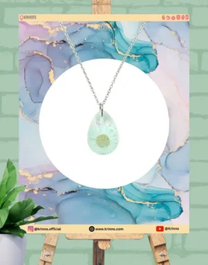 Droplet Real Aster Flower Resin Pendant Necklace