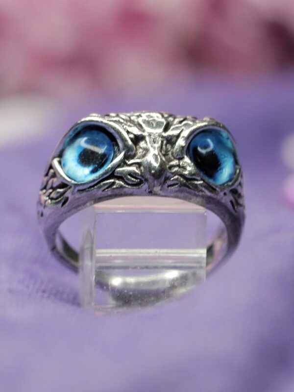 Blue Eye Owl Ring Adjustable - Unisex Rings