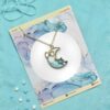 Blue Moon With Bow Resin Pendant Necklace