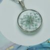 Blue Queen Anne's Lace Flower Pendant Necklace