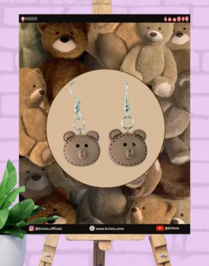 Cute Chocolate Teddy Bear Face Earrings