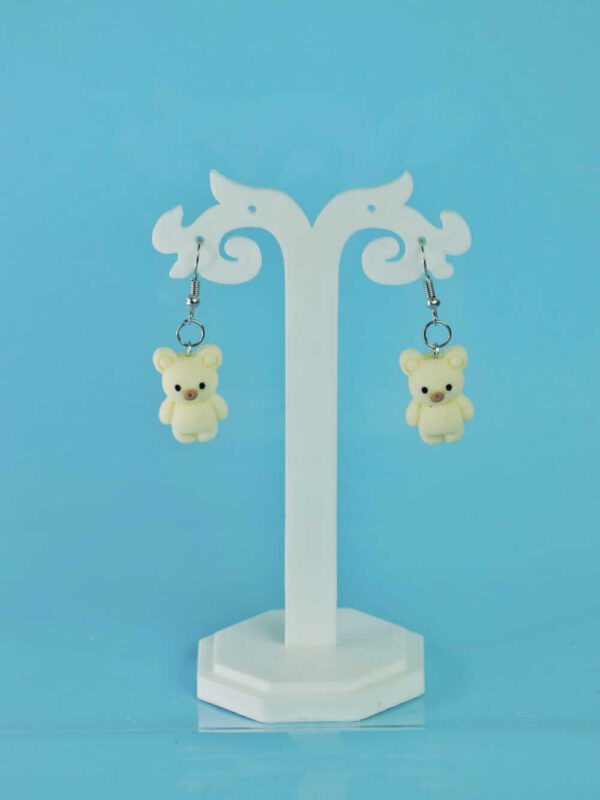 Cute Cream Teddy Bear Earrings (2)