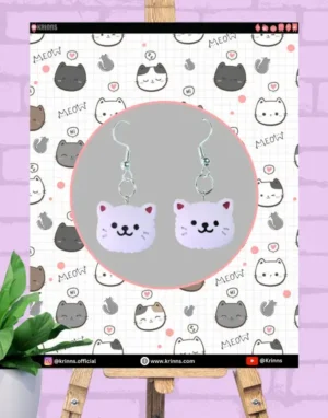 Cute Purple Cat Face Earrings