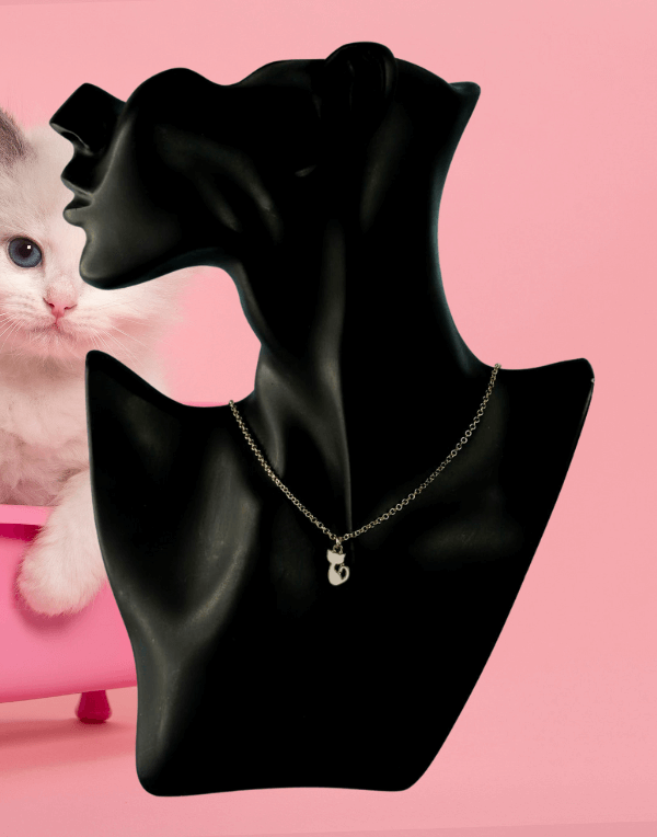 Dainty Cat Charm Pendant Chain Pink