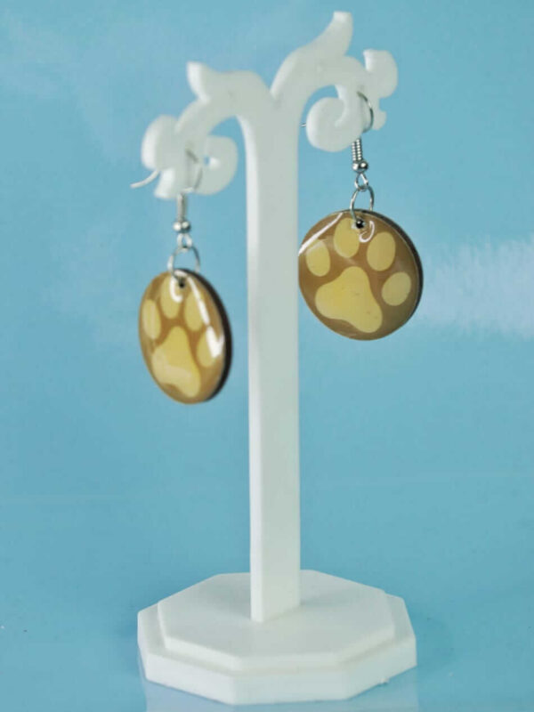Dog Paw Double Sided Earrings - Pinewood and Resin Earrings (2)