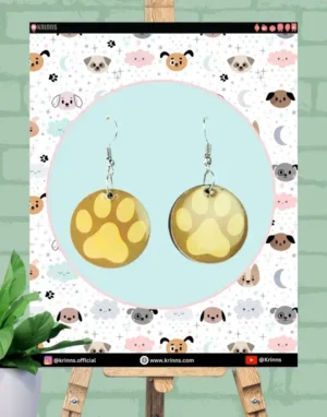 Dog Paw Double Sided Earrings - Pinewood and Resin Earrings