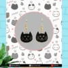 Black Cat Face Charm Earrings