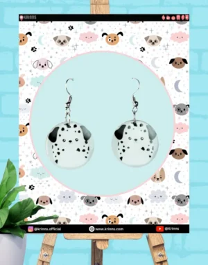 Dalmation Dog Double Sided Earrings - Pinewood and Resin Earrings